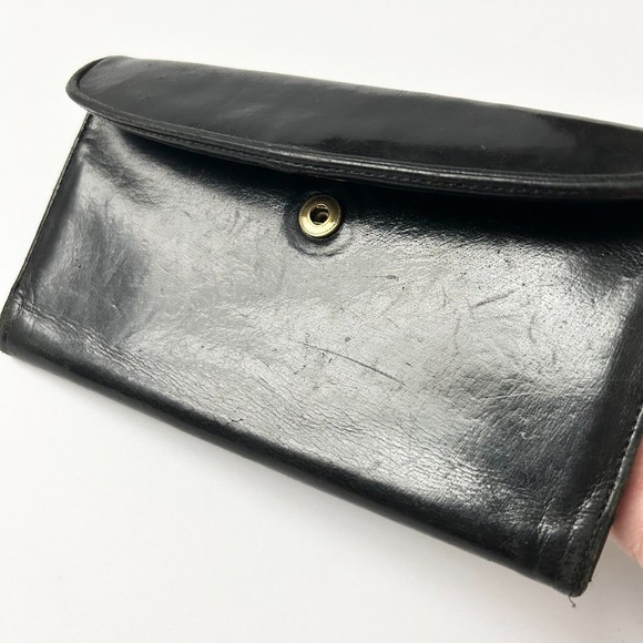 Vintage Coach Checkbook Wallet Black Soft Leather Trifold - Picture 4 of 7